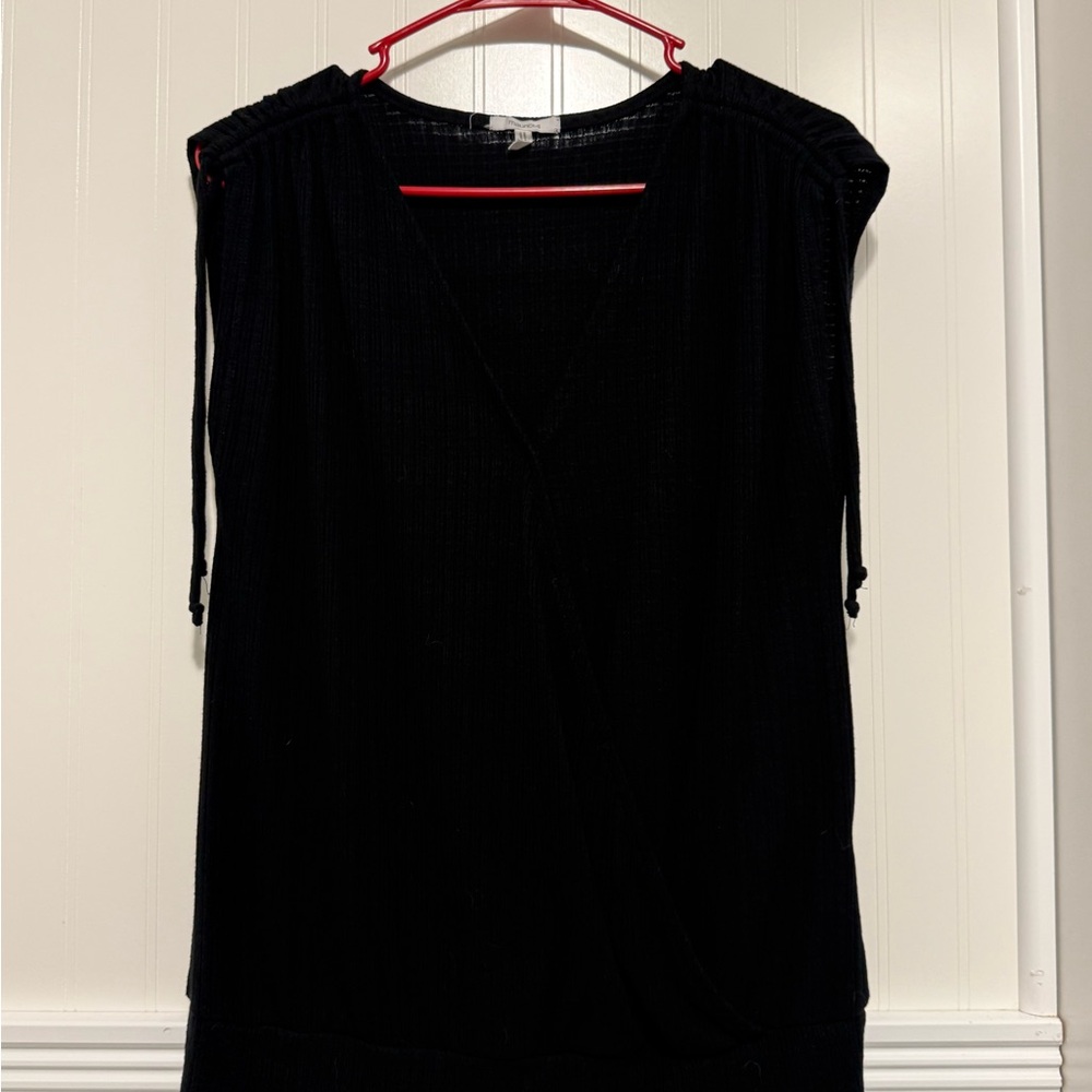 Maurices Black Sleeveless V-Neck Tank With Shoulder Ties and wide waist band